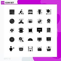 25 User Interface Solid Glyph Pack of modern Signs and Symbols of design snooker life pool skin care Editable Vector Design Elements