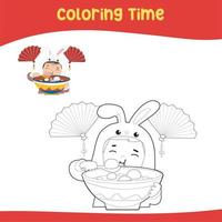 Coloring Sheet with Chinese New Year Theme vector