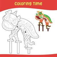 Coloring Sheet with Chinese New Year Theme vector