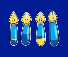 Set of pen cartoon vector illustration