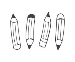 Pencil wooden set with hand drawn sketch and outline style vector