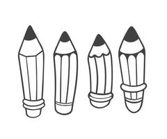 Pencil wooden set with hand drawn sketch and outline style vector