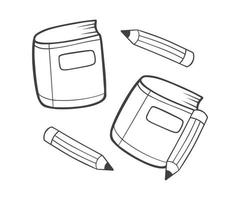 Book and pencil set with hand drawn sketch and outline style vector