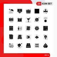 Set of 25 Vector Solid Glyphs on Grid for gdpr controller school bag plumbing mechanical Editable Vector Design Elements