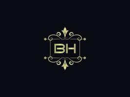 Letter Bh Logo Icon, Initial Bh Luxury Logo Letter Vector