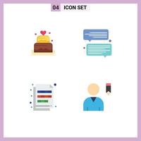 4 Universal Flat Icon Signs Symbols of cake file wedding message swatch Editable Vector Design Elements