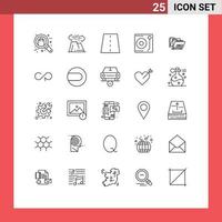 Set of 25 Modern UI Icons Symbols Signs for music audio nature road lines Editable Vector Design Elements