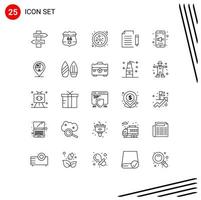 User Interface Pack of 25 Basic Lines of sound app connection page extension Editable Vector Design Elements