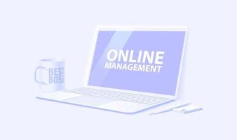 Horizontal banner on the topic of online business management. vector