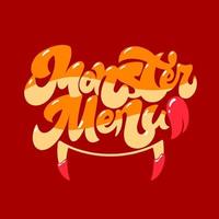 Monster menu - a logo for cafes, bars, restaurants for the period of Halloween in the style of cartoon. Vector illustration.