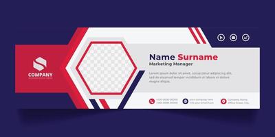 Corporate Email signature modern template design. Emailers personal business minimalist personal web social media banner. vector