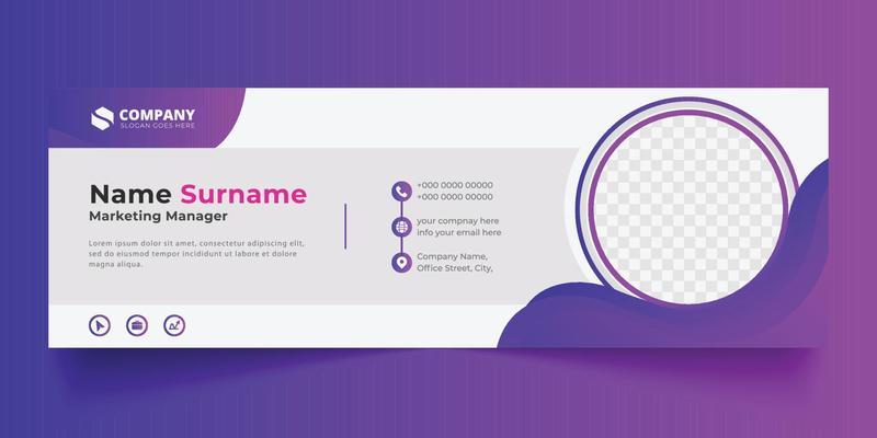 Corporate Email signature modern template design. Emailers personal business minimalist personal web social media banner.