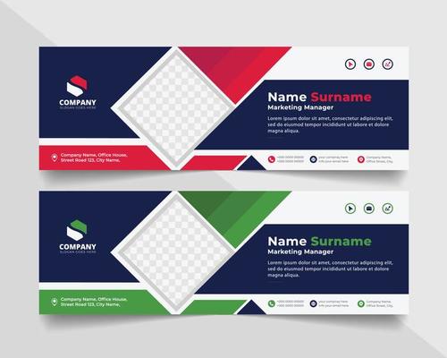Corporate Email signature modern template design. Emailers personal business minimalist personal web social media banner.