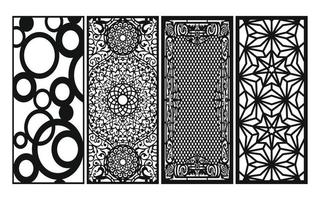 Decorative floral patterns, geometric template for cnc laser cutting vector