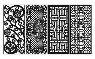 Decorative floral patterns, geometric template for cnc laser cutting vector