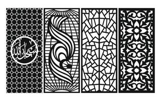 Decorative floral patterns, geometric template for cnc laser cutting vector