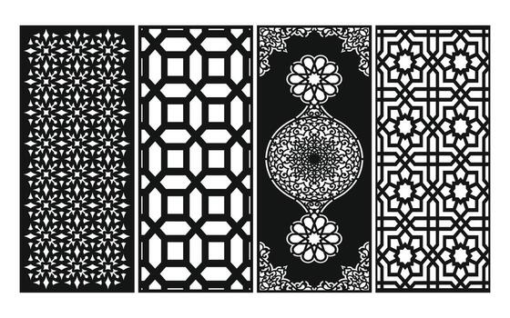 patrones florales decorativos, plantilla geométrica para corte por láser cnc vector