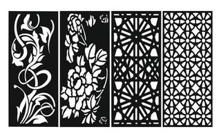 Decorative floral patterns, geometric template for cnc laser cutting vector