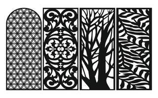 Decorative floral patterns, geometric template for cnc laser cutting vector