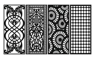 Decorative floral patterns, geometric template for cnc laser cutting vector