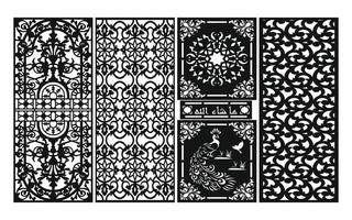 Decorative floral patterns, geometric template for cnc laser cutting vector