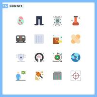 Universal Icon Symbols Group of 16 Modern Flat Colors of trailer laboratory ar flask lens Editable Pack of Creative Vector Design Elements