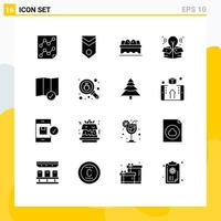 16 Universal Solid Glyph Signs Symbols of location big idea rank process egg Editable Vector Design Elements