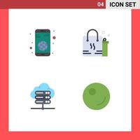 Modern Set of 4 Flat Icons and symbols such as app database mobile gift server connection Editable Vector Design Elements