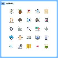 Flat Color Pack of 25 Universal Symbols of toast pages hand education back to school Editable Vector Design Elements