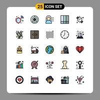 User Interface Pack of 25 Basic Filled line Flat Colors of watch lines packing layout grid Editable Vector Design Elements
