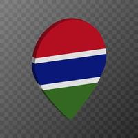 Map pointer with Gambia flag. Vector illustration.
