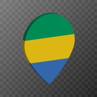Map pointer with Gabon flag. Vector illustration.