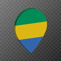 Map pointer with Gabon flag. Vector illustration.