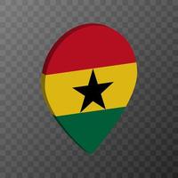 Map pointer with Ghana flag. Vector illustration.