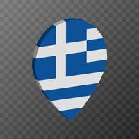 Map pointer with Greece flag. Vector illustration.