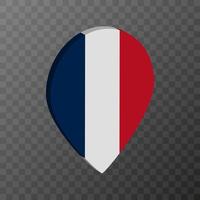 Map pointer with France flag. Vector illustration.