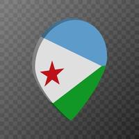 Map pointer with Djibouti flag. Vector illustration.