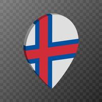 Map pointer with Faroe Islands flag. Vector illustration.