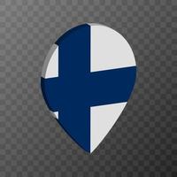 Map pointer with Finland flag. Vector illustration.