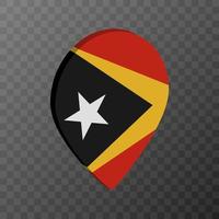 Map pointer with East Timor flag. Vector illustration.