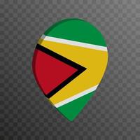 Map pointer with Guyana flag. Vector illustration.