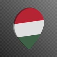 Map pointer with Hungary flag. Vector illustration.