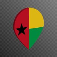 Map pointer with Guinea Bissau flag. Vector illustration.