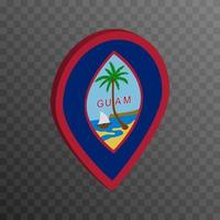 Map pointer with Guam flag. Vector illustration.