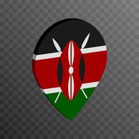 Map pointer with Kenya flag. Vector illustration.