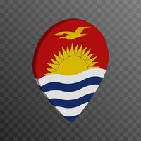 Map pointer with Kiribati flag. Vector illustration.