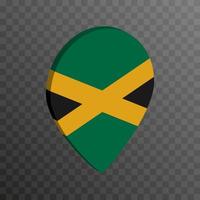 Map pointer with Jamaica flag. Vector illustration.