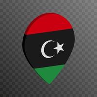 Map pointer with Libya flag. Vector illustration.