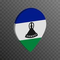 Map pointer with Lesotho flag. Vector illustration.