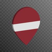 Map pointer with Latvia flag. Vector illustration.